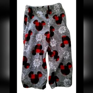 Disney Unisex Child's Mickey Mouse Buffalo Plaid & Gray Fleece Winter PJ Pants